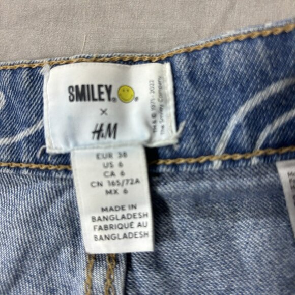 Smiley Originals X H&M High Waist Straight Leg Jeans Women's Size 6 - Picture 4 of 12
